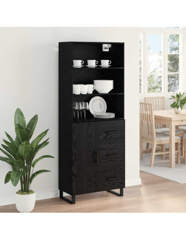 Credenza Rovere Nero 69,5 x 34 x 180 cm Legno multistrato