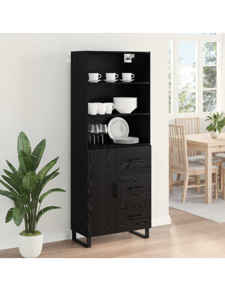 Credenza Rovere Nero 69,5 x 34 x 180 cm Legno multistrato