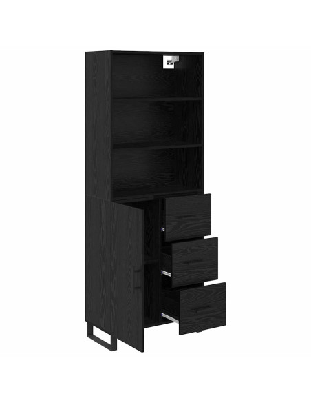 Credenza Rovere Nero 69,5 x 34 x 180 cm Legno multistrato