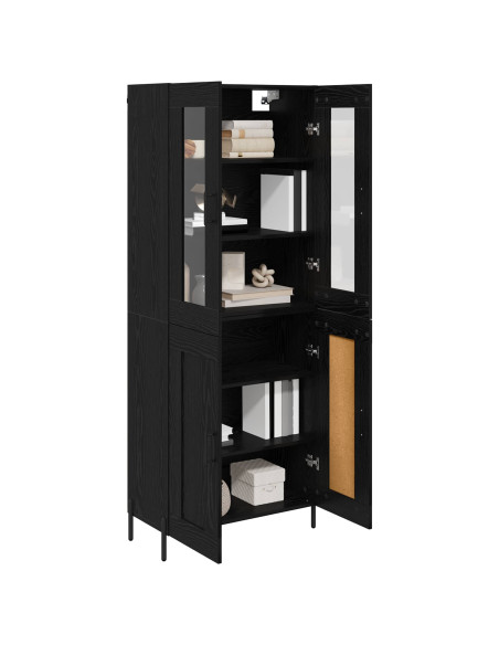 Credenza Rovere Nero 69,5 x 34 x 180 cm Legno multistrato