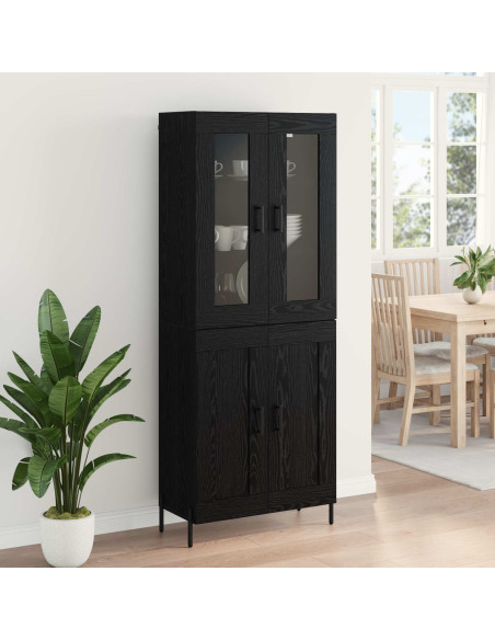 Credenza Rovere Nero 69,5 x 34 x 180 cm Legno multistrato