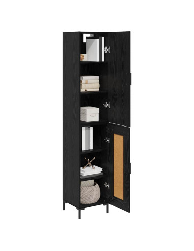 Credenza Rovere Nero 34,5 x 34 x 180 cm Legno multistrato