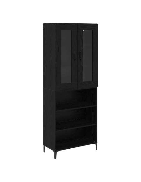 Credenza Rovere Nero 69,5 x 34 x 180 cm Legno multistrato