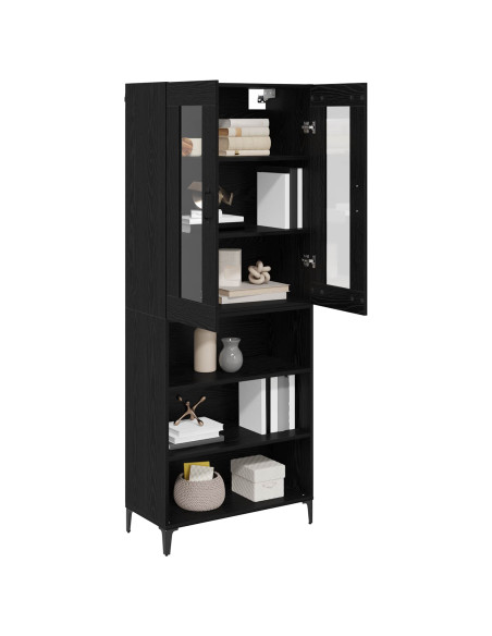 Credenza Rovere Nero 69,5 x 34 x 180 cm Legno multistrato