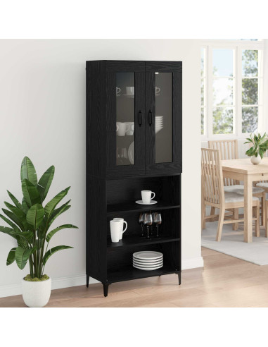 Credenza Rovere Nero 69,5 x 34 x 180 cm Legno multistrato