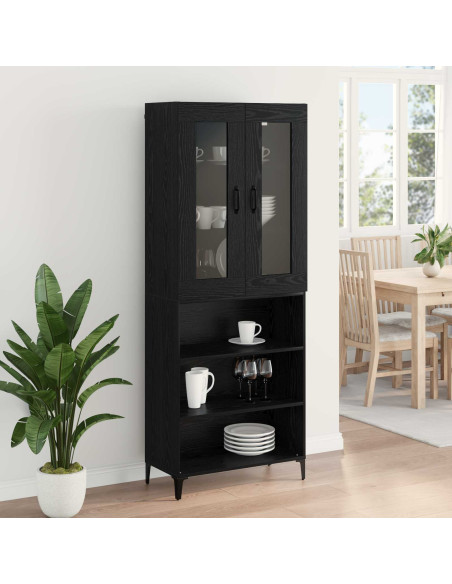 Credenza Rovere Nero 69,5 x 34 x 180 cm Legno multistrato