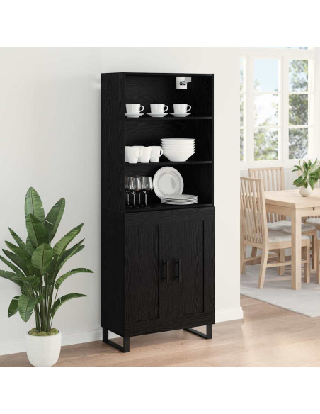 Credenza Rovere Nero 69,5 x 34 x 180 cm Legno multistrato