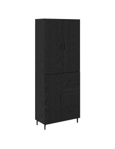 Credenza 2 pcs Rovere nero Legno Stratificato e Vetro 2