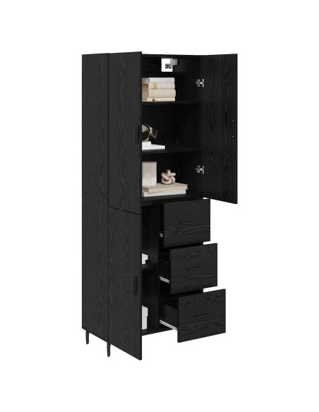 Credenza 2 pcs Rovere nero Legno Stratificato e Vetro