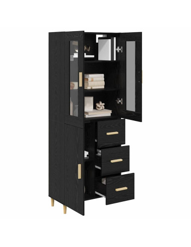 Credenza Rovere Nero 34,5 x 34 x 180 cm Legno multistrato