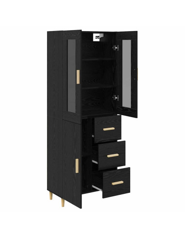 Credenza Rovere Nero 34,5 x 34 x 180 cm Legno multistrato