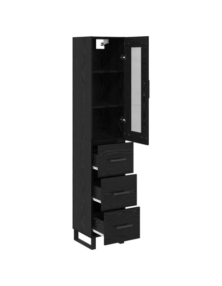 Credenza Rovere Nero 34,5 x 34 x 180 cm Legno multistrato