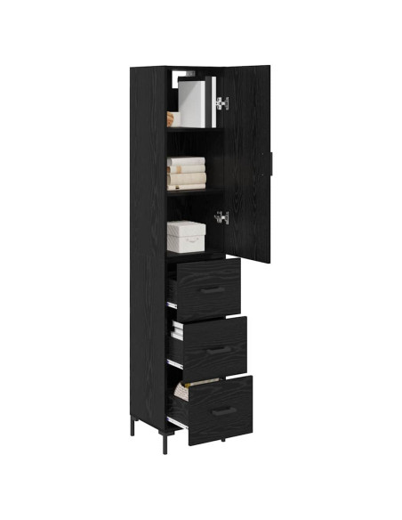 Credenza Rovere Nero 34,5 x 34 x 180 cm Legno multistrato