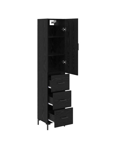 Credenza Rovere Nero 34,5 x 34 x 180 cm Legno multistrato