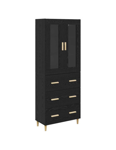 Credenza con cassetto Rovere Nero 69,5 x 34 x 180 cm