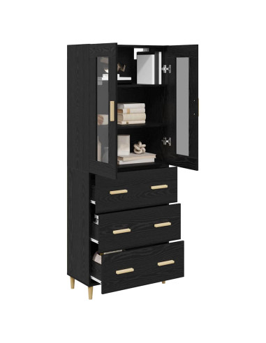 Credenza con cassetto Rovere Nero 69,5 x 34 x 180 cm