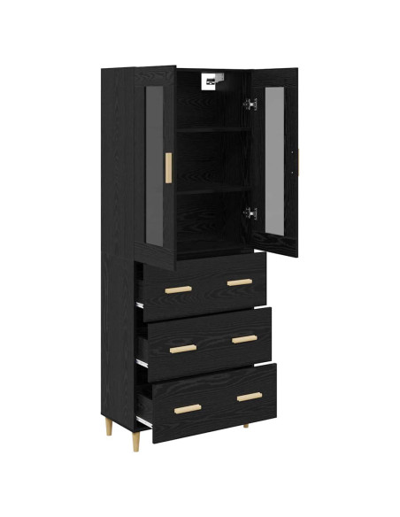 Credenza con cassetto Rovere Nero 69,5 x 34 x 180 cm