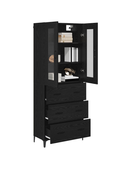 Credenza Rovere Nero 69,5 x 34 x 180 cm Legno multistrato