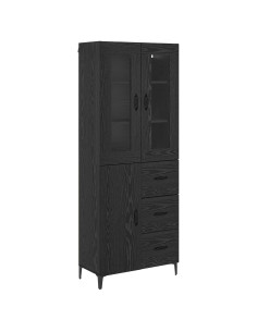 Credenza Rovere Nero 69,5 x 34 x 180 cm Legno multistrato 2