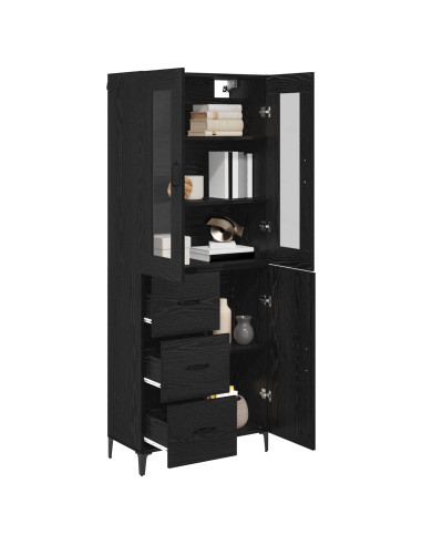 Credenza Rovere Nero 69,5 x 34 x 180 cm Legno multistrato