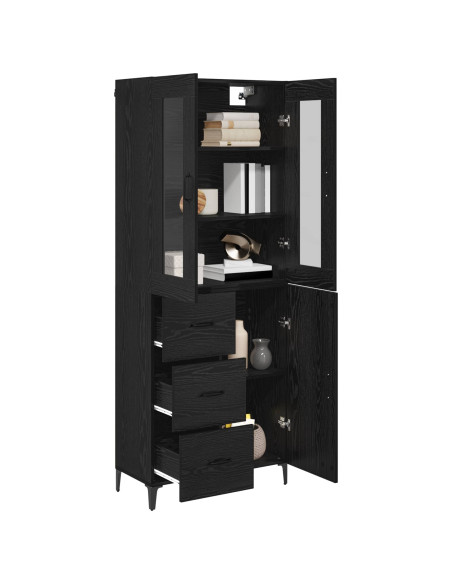 Credenza Rovere Nero 69,5 x 34 x 180 cm Legno multistrato