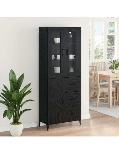 Credenza Rovere Nero 69,5 x 34 x 180 cm Legno multistrato