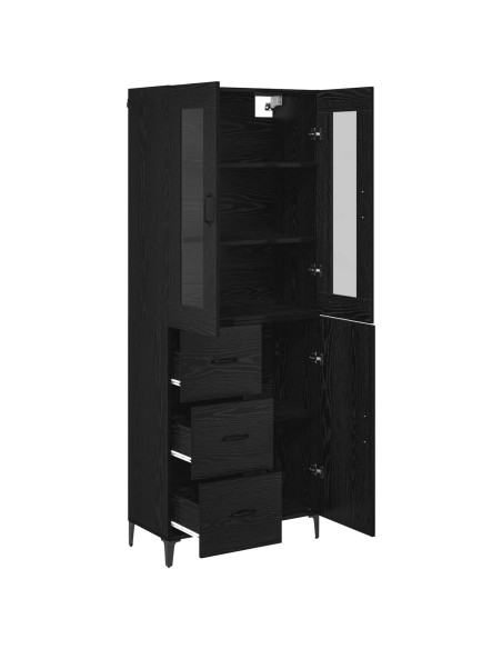 Credenza Rovere Nero 69,5 x 34 x 180 cm Legno multistrato