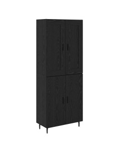 Credenza 2 pcs Rovere Nero Legno multistrato 2