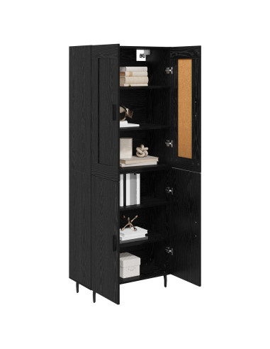 Credenza 2 pcs Rovere Nero Legno multistrato