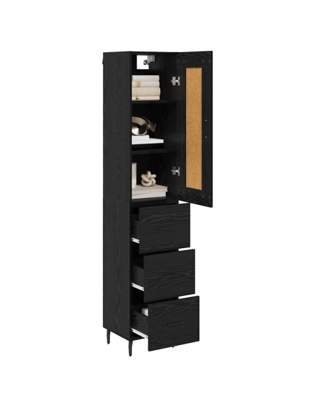 Credenza Rovere Nero 34,5 x 34 x 180 cm Legno multistrato