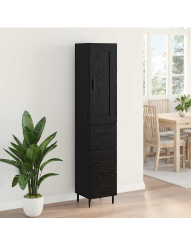 Credenza Rovere Nero 34,5 x 34 x 180 cm Legno multistrato