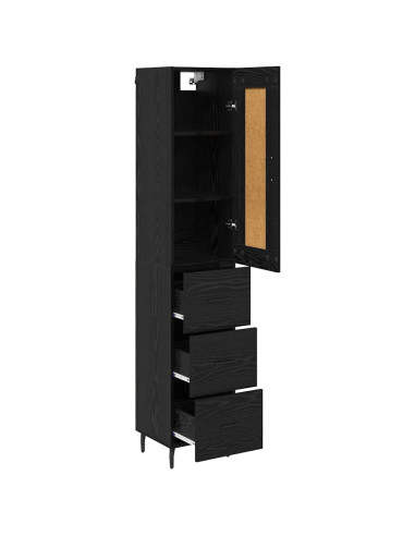 Credenza Rovere Nero 34,5 x 34 x 180 cm Legno multistrato