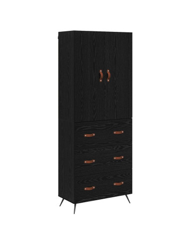Credenza Rovere Nero 69,5 x 34 x 180 cm Legno multistrato