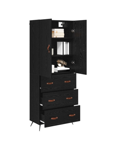 Credenza Rovere Nero 69,5 x 34 x 180 cm Legno multistrato