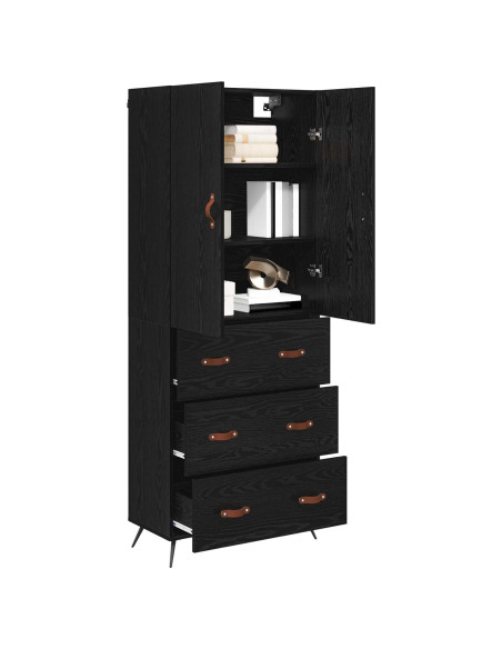 Credenza Rovere Nero 69,5 x 34 x 180 cm Legno multistrato