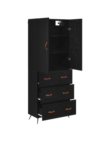 Credenza Rovere Nero 69,5 x 34 x 180 cm Legno multistrato