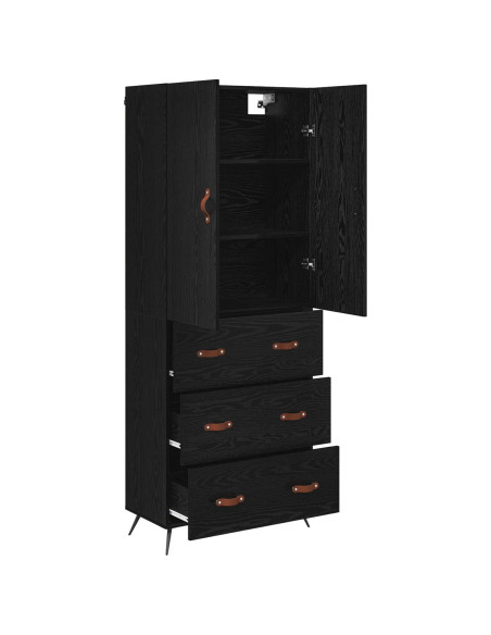 Credenza Rovere Nero 69,5 x 34 x 180 cm Legno multistrato