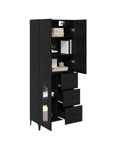 Credenza Rovere Nero 69,5 x 34 x 180 cm Legno multistrato