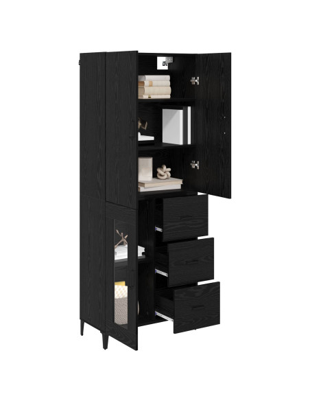 Credenza Rovere Nero 69,5 x 34 x 180 cm Legno multistrato