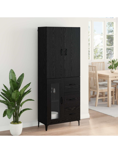 Credenza Rovere Nero 69,5 x 34 x 180 cm Legno multistrato