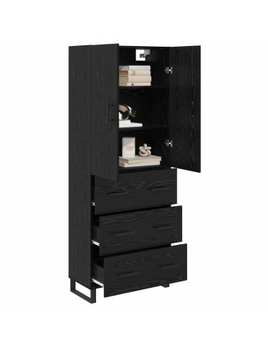 Credenza con cassetto 2 pcs Rovere Nero 69,5 x 34 x 180 cm