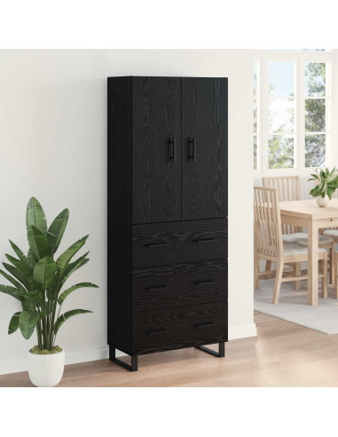 Credenza con cassetto 2 pcs Rovere Nero 69,5 x 34 x 180 cm