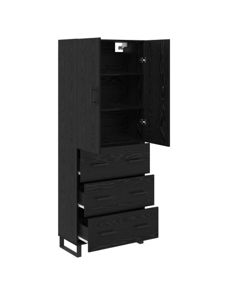 Credenza con cassetto 2 pcs Rovere Nero 69,5 x 34 x 180 cm