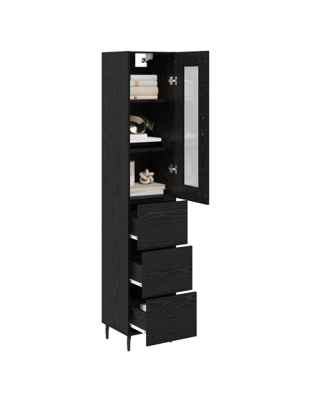 Credenza Rovere Nero 34,5 x 34 x 180 cm Legno multistrato