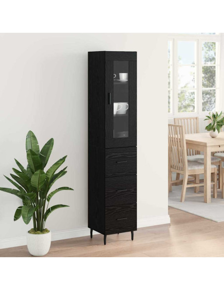 Credenza Rovere Nero 34,5 x 34 x 180 cm Legno multistrato