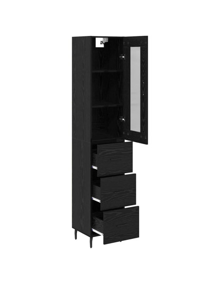 Credenza Rovere Nero 34,5 x 34 x 180 cm Legno multistrato