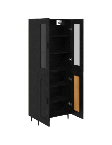 Credenza 2 pcs Rovere Nero Legno Stratificato e Vetro