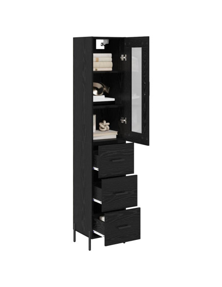 Credenza Rovere Nero 34,5 x 34 x 180 cm Legno multistrato