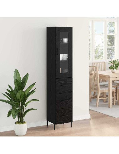 Credenza Rovere Nero 34,5 x 34 x 180 cm Legno multistrato