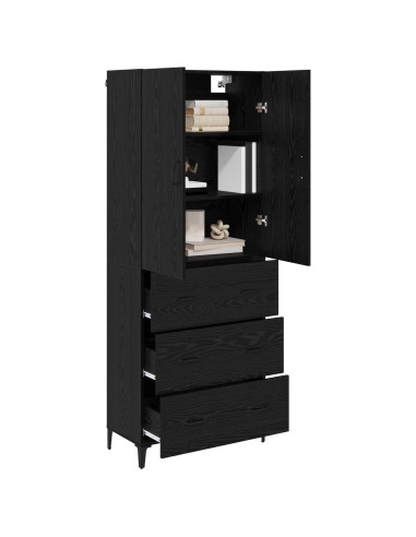 Credenza Rovere Nero 69,5 x 34 x 180 cm Legno multistrato